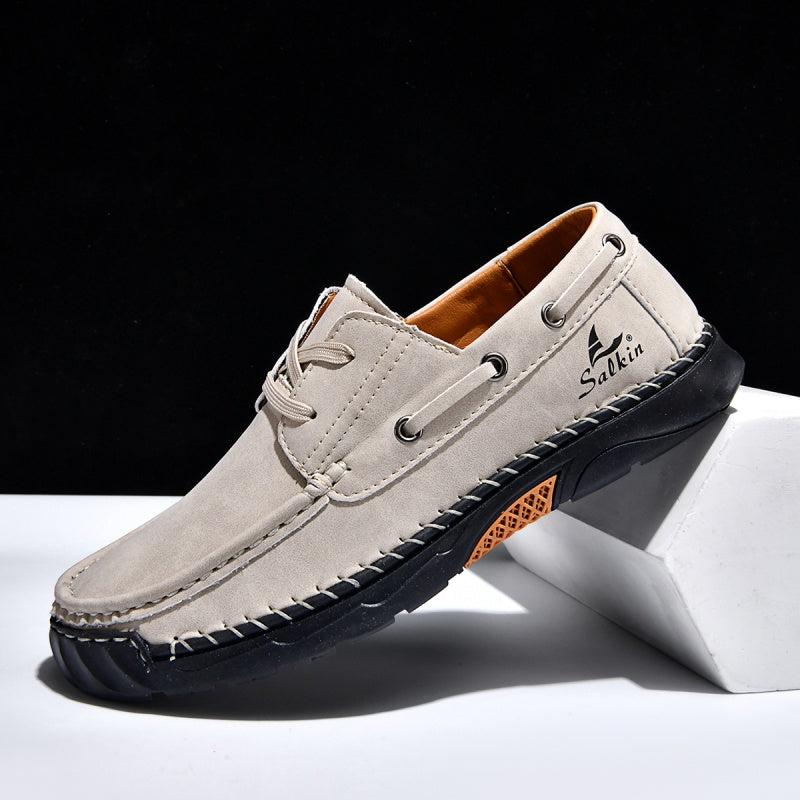 ⏰Limited-Time 70% OFF – Men’s Orthopedic Premium Handmade Leather Boat Shoes – Pressure Relief, Waterproof, Slip-Resistant, Wide Toe, Arch&Ankle Support for Everyday & Travel