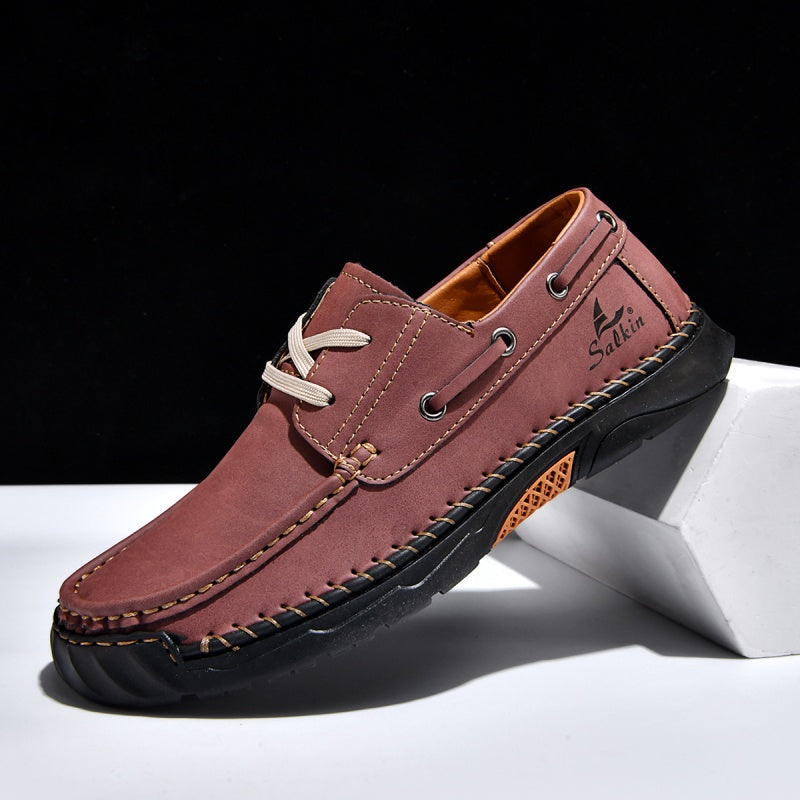 ⏰Limited-Time 70% OFF – Men’s Orthopedic Premium Handmade Leather Boat Shoes – Pressure Relief, Waterproof, Slip-Resistant, Wide Toe, Arch&Ankle Support for Everyday & Travel