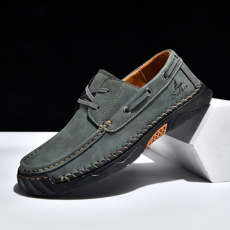 ⏰Limited-Time 70% OFF – Men’s Orthopedic Premium Handmade Leather Boat Shoes – Pressure Relief, Waterproof, Slip-Resistant, Wide Toe, Arch&Ankle Support for Everyday & Travel