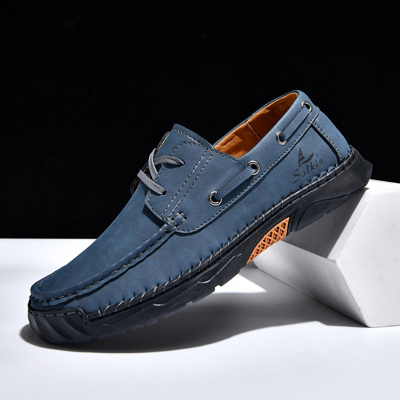 ⏰Limited-Time 70% OFF – Men’s Orthopedic Premium Handmade Leather Boat Shoes – Pressure Relief, Waterproof, Slip-Resistant, Wide Toe, Arch&Ankle Support for Everyday & Travel