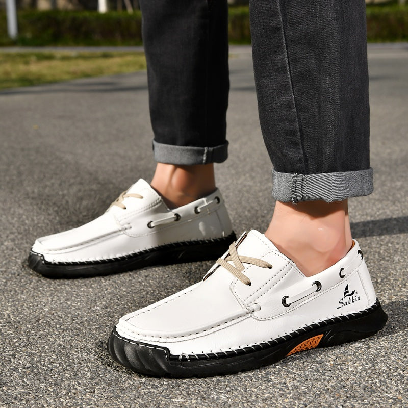 ⏰Limited-Time 70% OFF – Men’s Orthopedic Premium Handmade Leather Boat Shoes – Pressure Relief, Waterproof, Slip-Resistant, Wide Toe, Arch&Ankle Support for Everyday & Travel
