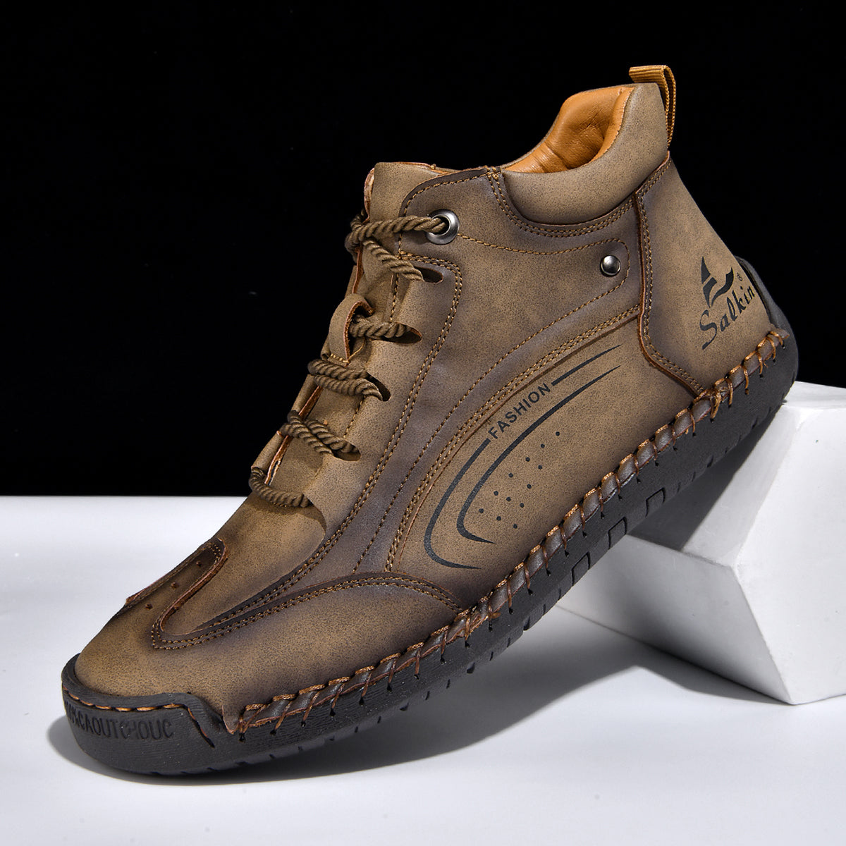 Men’s Handmade Leather Work & Outdoor Boots, Waterproof, Arch Support, Wide Fit, All-Day Comfort
