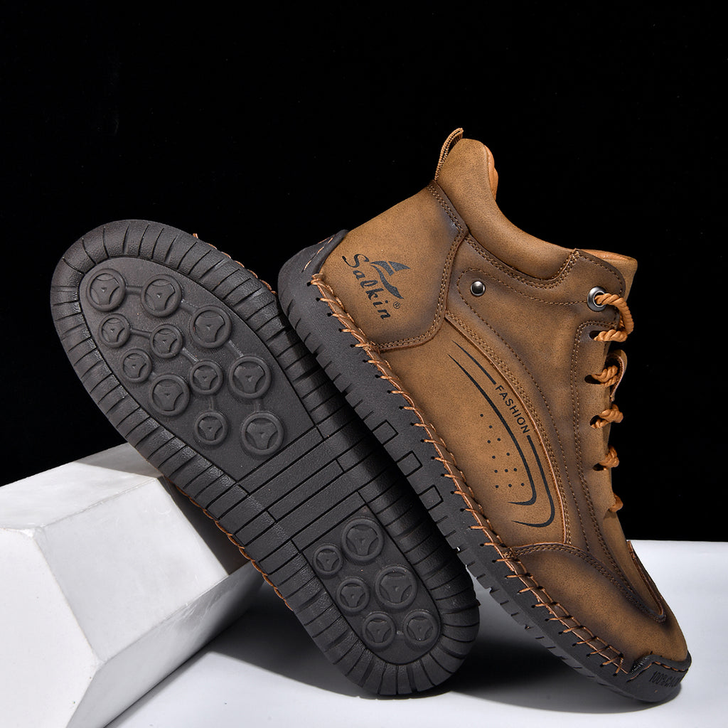 Men’s Handmade Leather Work & Outdoor Boots, Waterproof, Arch Support, Wide Fit, All-Day Comfort
