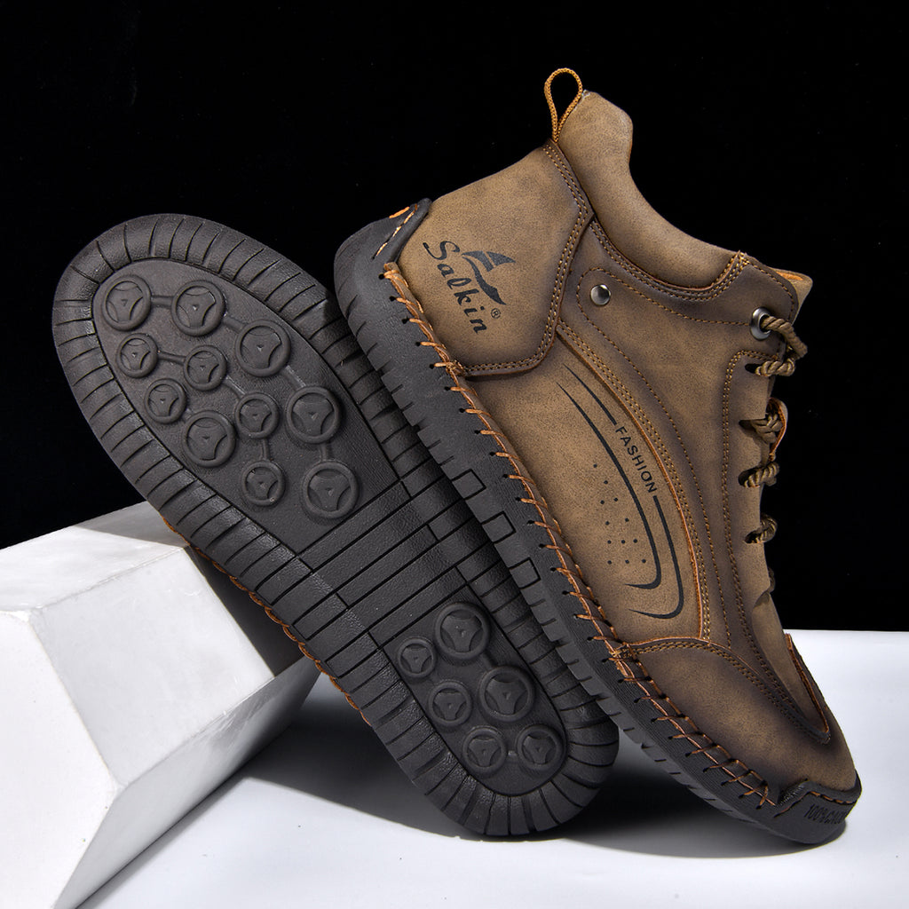 Men’s Handmade Leather Work & Outdoor Boots, Waterproof, Arch Support, Wide Fit, All-Day Comfort