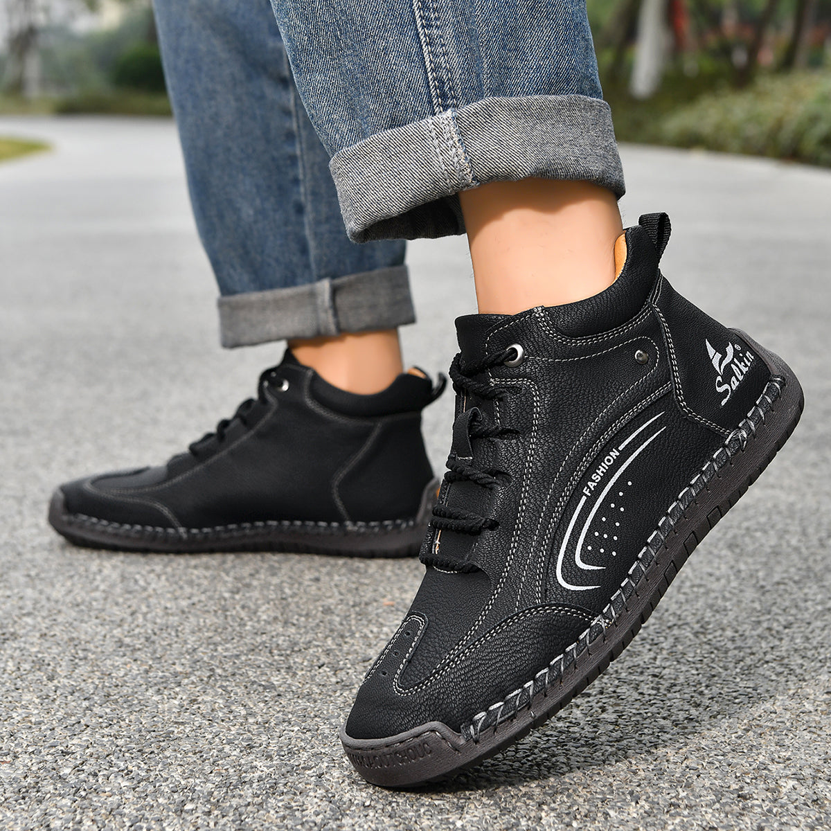 Men’s Handmade Leather Work & Outdoor Boots, Waterproof, Arch Support, Wide Fit, All-Day Comfort