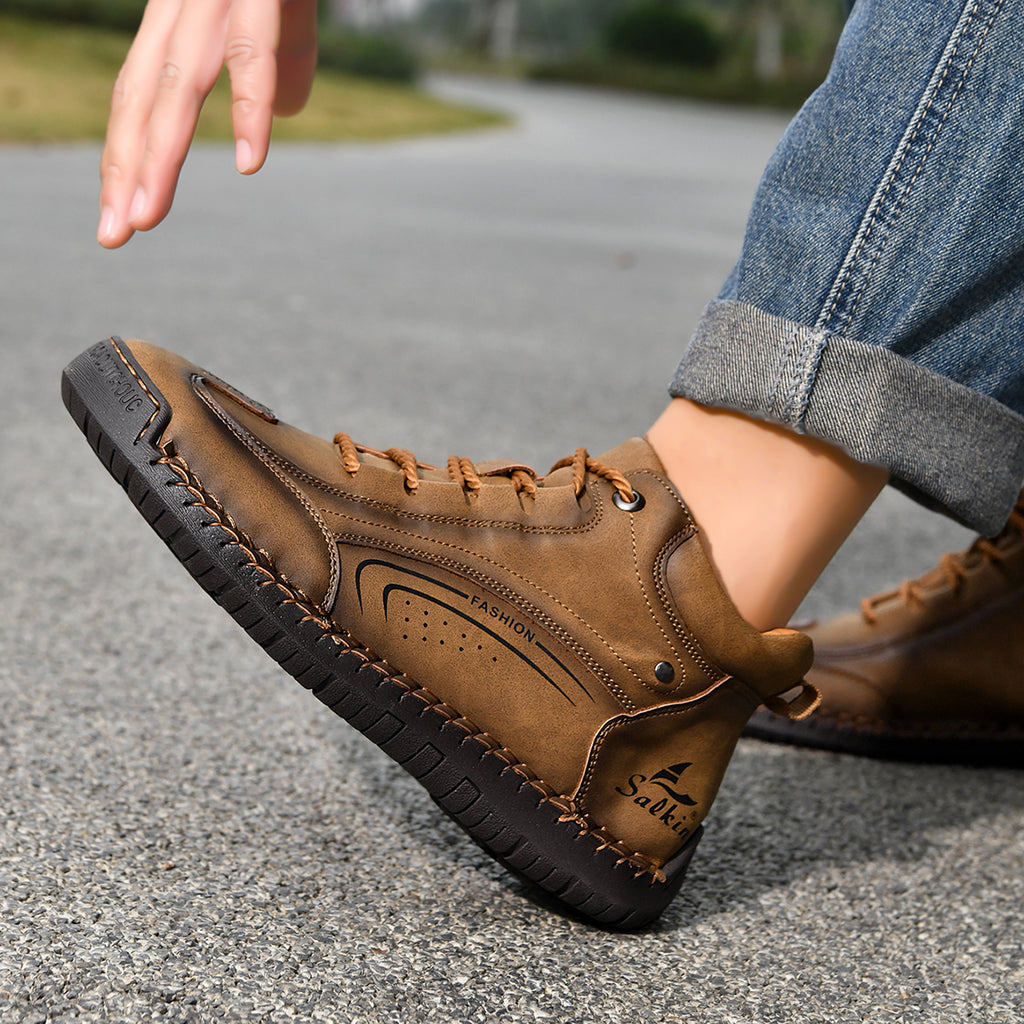 Men’s Handmade Leather Work & Outdoor Boots, Waterproof, Arch Support, Wide Fit, All-Day Comfort