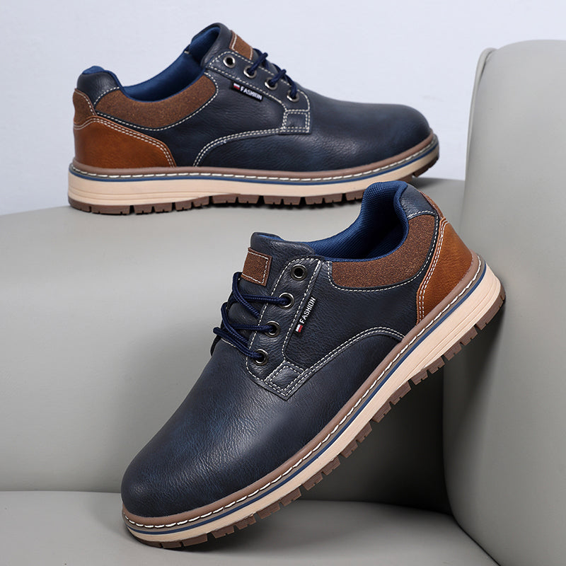 Men’s Comfort Leather Work Shoes – Arch Support, Pressure Relief, Lightweight & Slip-Resistant for All-Day Wear