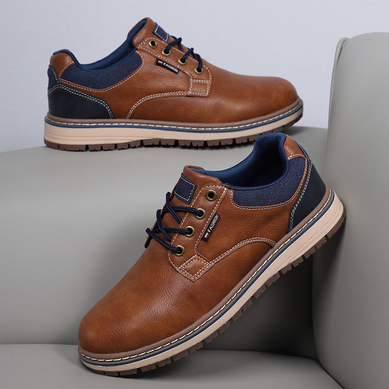 Men’s Comfort Leather Work Shoes – Arch Support, Pressure Relief, Lightweight & Slip-Resistant for All-Day Wear