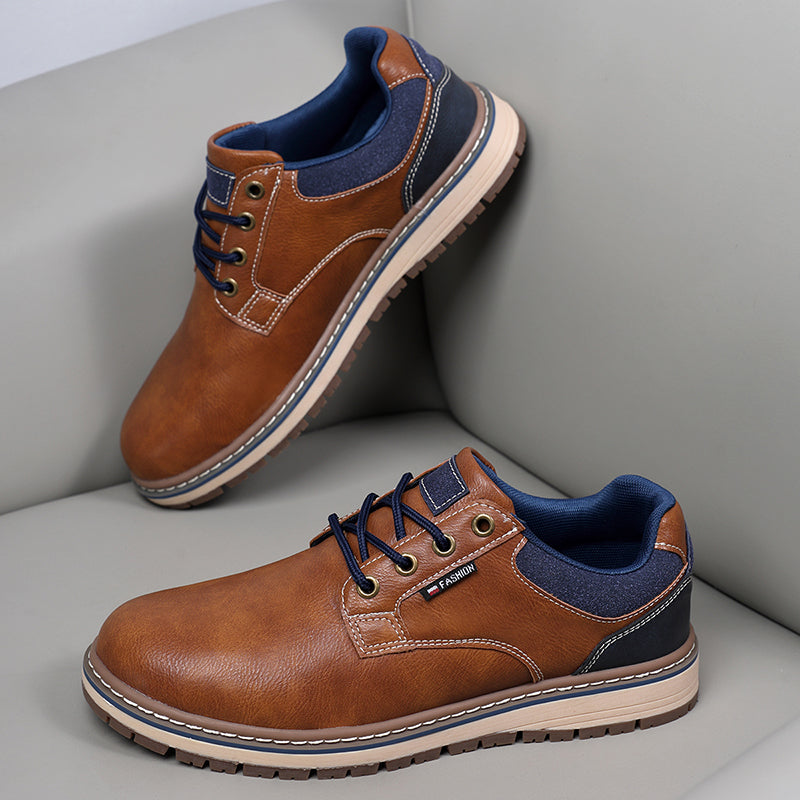Men’s Comfort Leather Work Shoes – Arch Support, Pressure Relief, Lightweight & Slip-Resistant for All-Day Wear