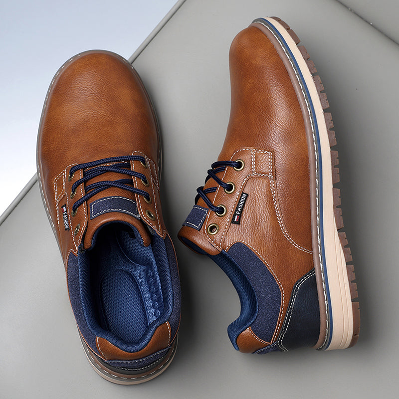 Men’s Comfort Leather Work Shoes – Arch Support, Pressure Relief, Lightweight & Slip-Resistant for All-Day Wear