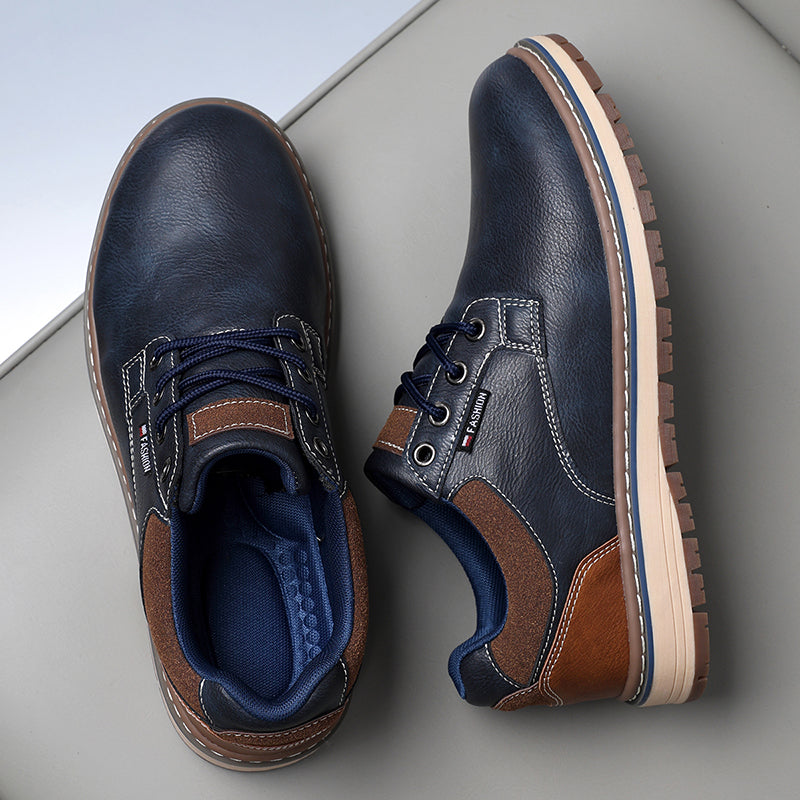 Men’s Comfort Leather Work Shoes – Arch Support, Pressure Relief, Lightweight & Slip-Resistant for All-Day Wear