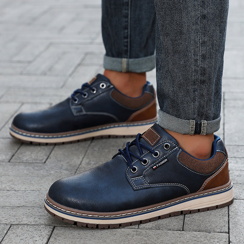 Men’s Comfort Leather Work Shoes – Arch Support, Pressure Relief, Lightweight & Slip-Resistant for All-Day Wear