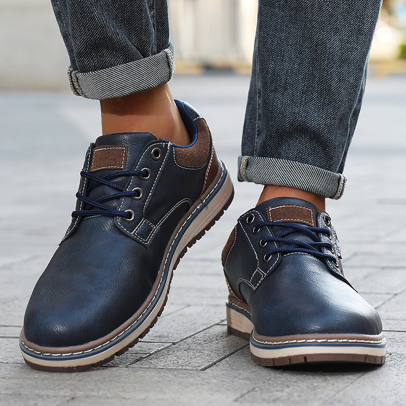 Men’s Comfort Leather Work Shoes – Arch Support, Pressure Relief, Lightweight & Slip-Resistant for All-Day Wear