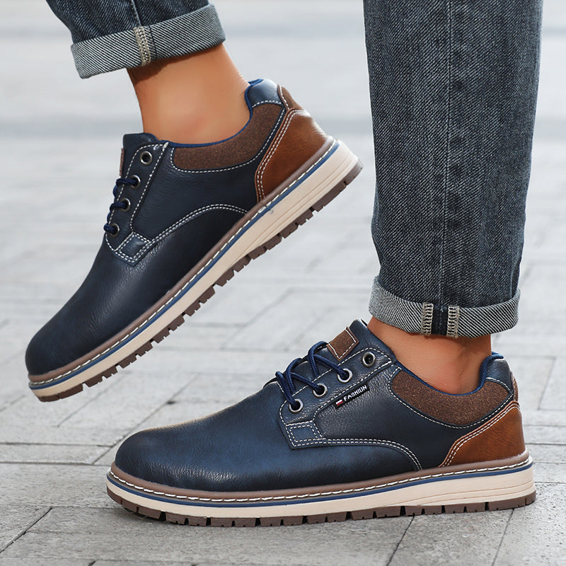 Men’s Comfort Leather Work Shoes – Arch Support, Pressure Relief, Lightweight & Slip-Resistant for All-Day Wear