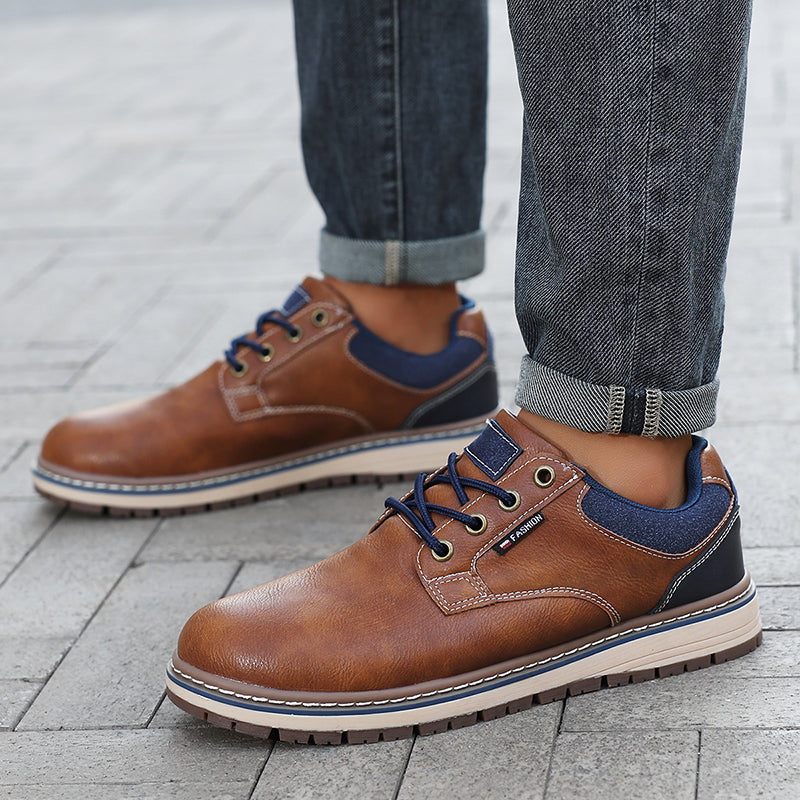 Men’s Comfort Leather Work Shoes – Arch Support, Pressure Relief, Lightweight & Slip-Resistant for All-Day Wear