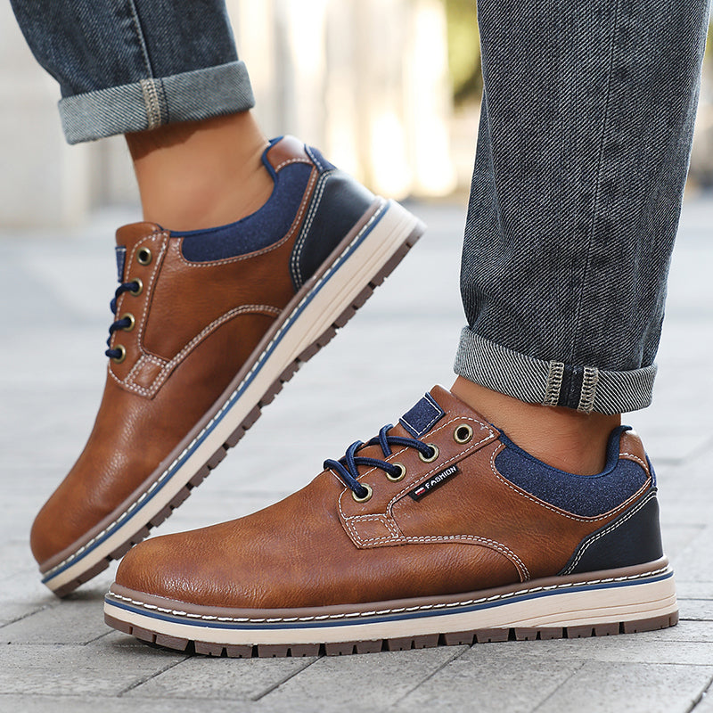 Men’s Comfort Leather Work Shoes – Arch Support, Pressure Relief, Lightweight & Slip-Resistant for All-Day Wear