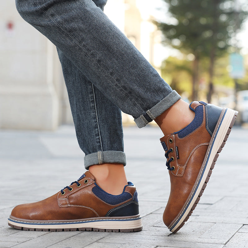 Men’s Comfort Leather Work Shoes – Arch Support, Pressure Relief, Lightweight & Slip-Resistant for All-Day Wear