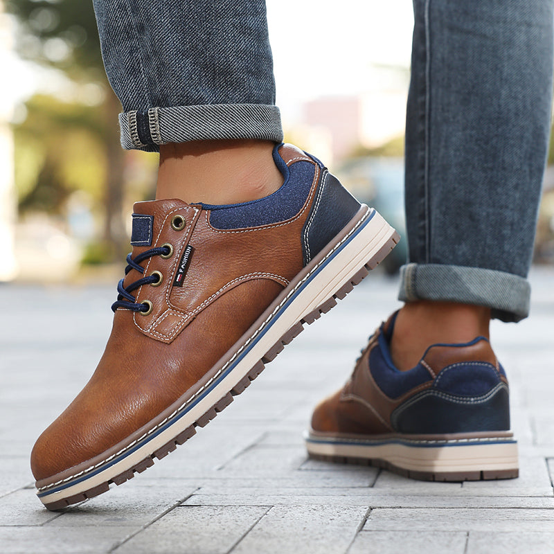 Men’s Comfort Leather Work Shoes – Arch Support, Pressure Relief, Lightweight & Slip-Resistant for All-Day Wear