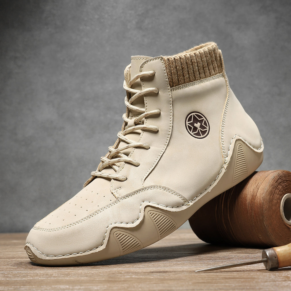 ⏰Limited-Time 70% OFF – Men’s Handmade Orthopedic Leather Boots – Wide Toe Box, Waterproof, Arch Support & Pressure Relief