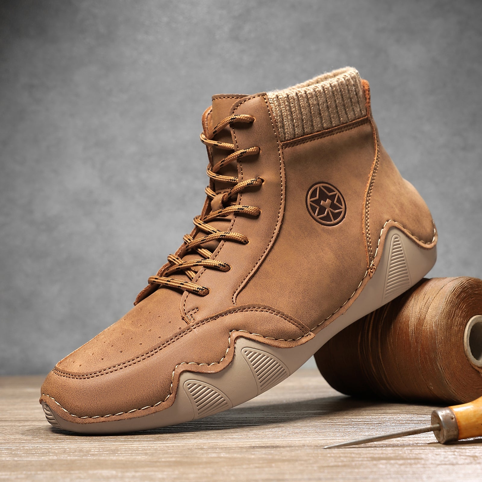 ⏰Limited-Time 70% OFF – Men’s Handmade Orthopedic Leather Boots – Wide Toe Box, Waterproof, Arch Support & Pressure Relief