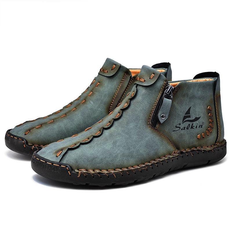 ⏰Limited-Time 70% OFF—Men’s Wide-Fit Handmade Driving Boots – Easy Zip, All-Day Comfort, Arch Support, Waterproof, Pressure Relief, Non-Slip Sole for Casual, Travel&Outdoor