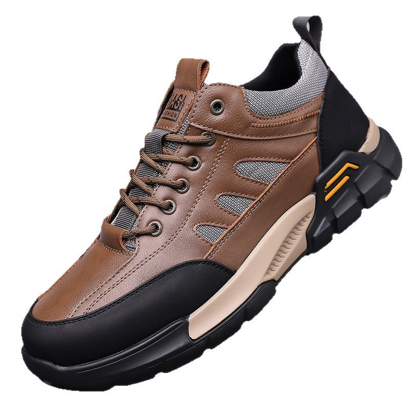💥 12 HOURS. NO PAIN. Men’s Comfort Leather Outdoor Shoes – Arch Support, Wide Toe Box, Breathable Lining, Lightweight & Slip-Resistant for All-Day Wear