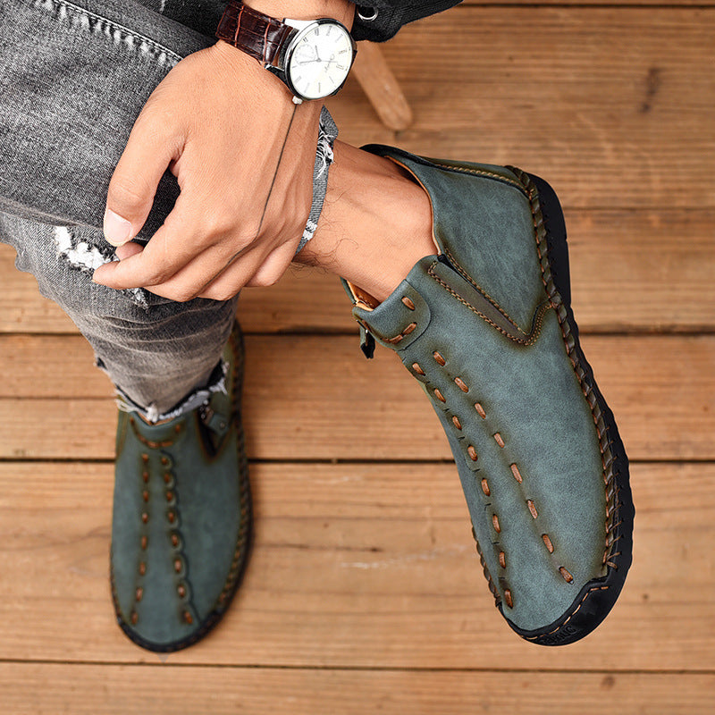 ⏰Limited-Time 70% OFF—Men’s Wide-Fit Handmade Driving Boots – Easy Zip, All-Day Comfort, Arch Support, Waterproof, Pressure Relief, Non-Slip Sole for Casual, Travel&Outdoor