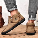 ⏰Limited-Time 70% OFF—Men’s Wide-Fit Handmade Driving Boots – Easy Zip, All-Day Comfort, Arch Support, Waterproof, Pressure Relief, Non-Slip Sole for Casual, Travel&Outdoor