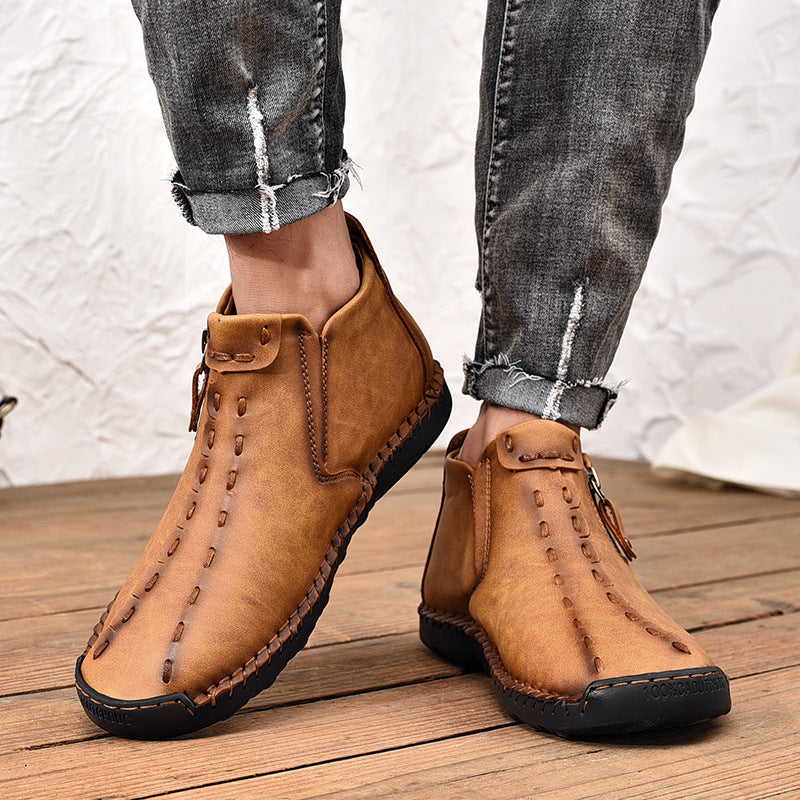 ⏰Limited-Time 70% OFF—Men’s Wide-Fit Handmade Driving Boots – Easy Zip, All-Day Comfort, Arch Support, Waterproof, Pressure Relief, Non-Slip Sole for Casual, Travel&Outdoor