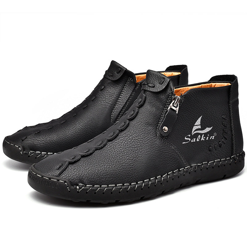 ⏰Limited-Time 70% OFF—Men’s Wide-Fit Handmade Driving Boots – Easy Zip, All-Day Comfort, Arch Support, Waterproof, Pressure Relief, Non-Slip Sole for Casual, Travel&Outdoor