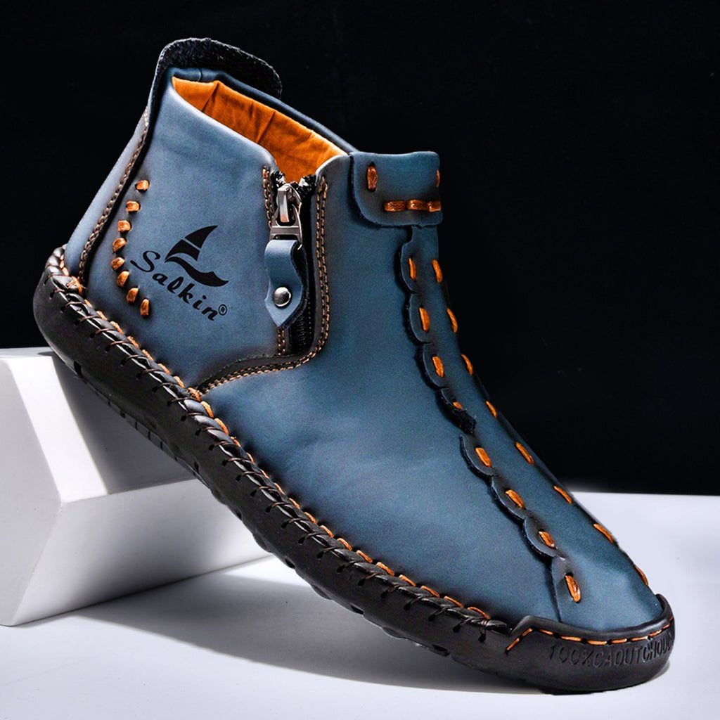 ⏰Limited-Time 70% OFF—Men’s Wide-Fit Handmade Driving Boots – Easy Zip, All-Day Comfort, Arch Support, Waterproof, Pressure Relief, Non-Slip Sole for Casual, Travel&Outdoor