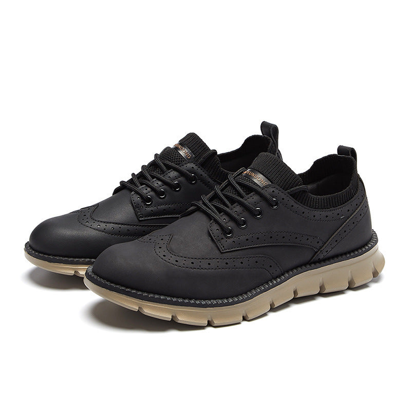 💥 12 HOURS. NO PAIN. – Men’s Vintage Leather Oxford Sneakers – Lightweight, Breathable, Arch Support, Flexible Non-Slip Sole