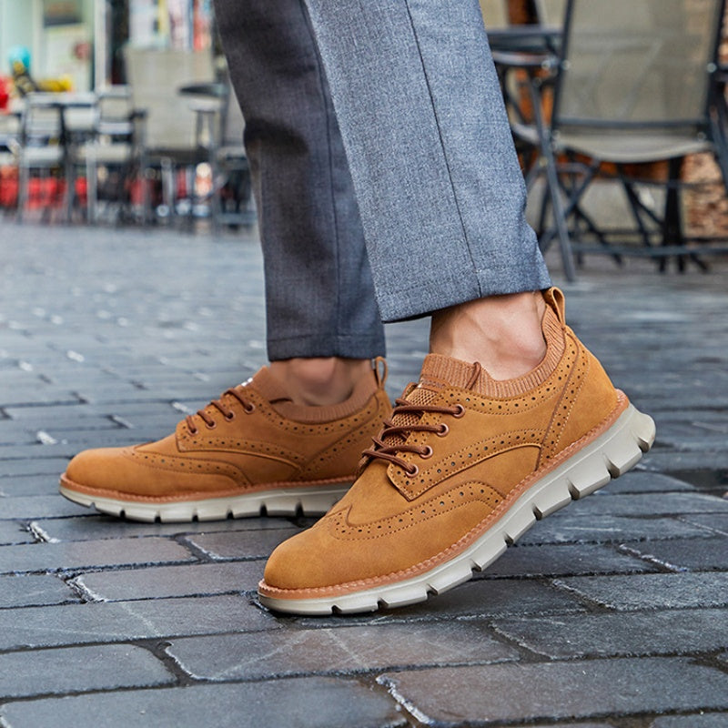 💥 12 HOURS. NO PAIN. – Men’s Vintage Leather Oxford Sneakers – Lightweight, Breathable, Arch Support, Flexible Non-Slip Sole
