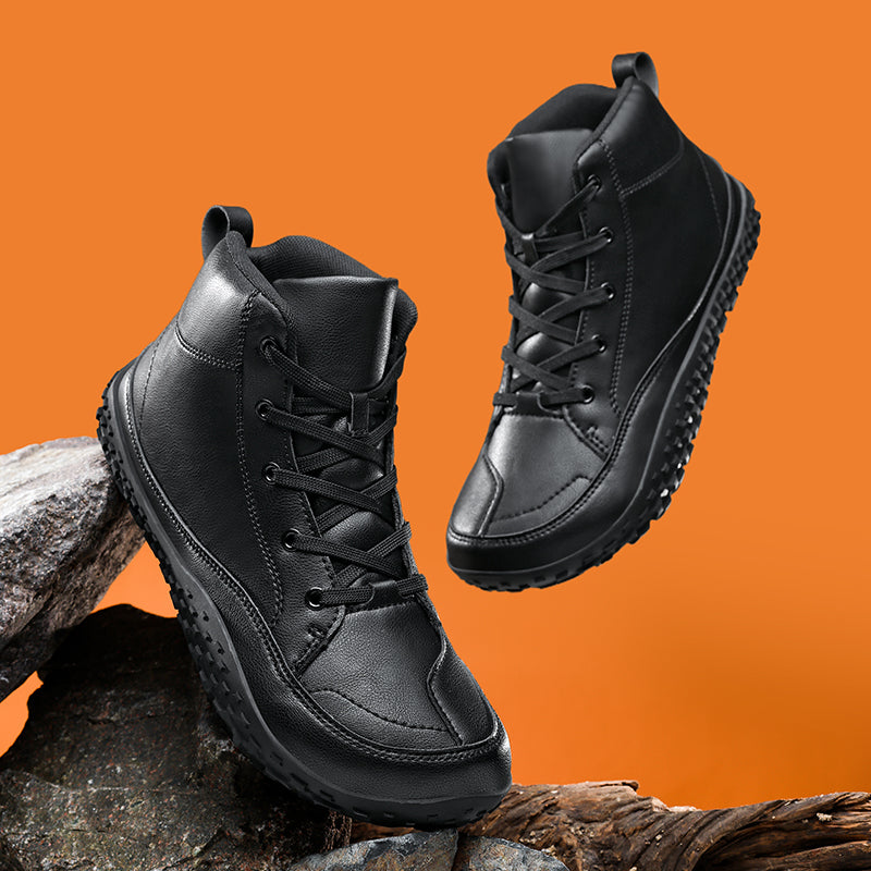 ⏰Limited-Time 70% OFF –Men's Barefoot Orthopedic Hiking Boots – Comfortable Leather, Arch Support, Non-Slip, Lace-Up Combat Boots for Work & Outdoors