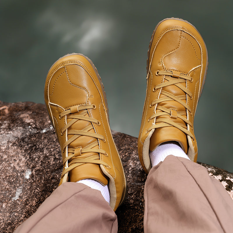 ⏰Limited-Time 70% OFF –Men's Barefoot Orthopedic Hiking Boots – Comfortable Leather, Arch Support, Non-Slip, Lace-Up Combat Boots for Work & Outdoors