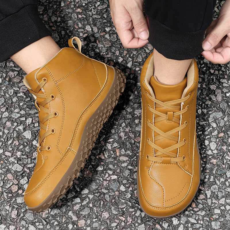 ⏰Limited-Time 70% OFF –Men's Barefoot Orthopedic Hiking Boots – Comfortable Leather, Arch Support, Non-Slip, Lace-Up Combat Boots for Work & Outdoors