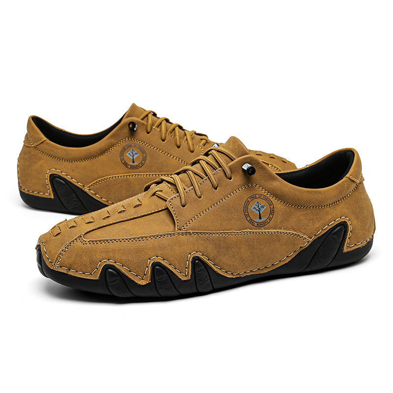 (⏰NOW ON: 53% OFF Independence Day Sale! 🔥)Mens Casual Shoes Summer Breathable Sneakers Loafers Walking Shoes Hand Made Lace-Up Leather Dress Flats Shoes for Driving Business Working Office