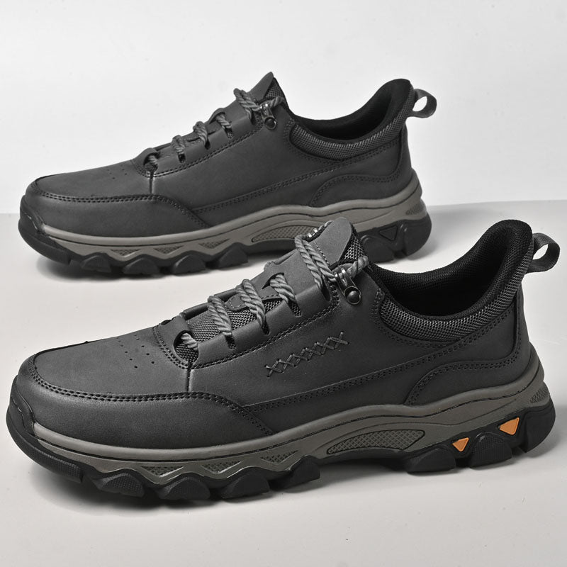 (💥Top Rated Choice) Men’s Handmade Leather Work Shoes – Waterproof, Arch Support, Pressure Relief, Wide Toe Box, Built for All-Day Comfort & Outdoor Use