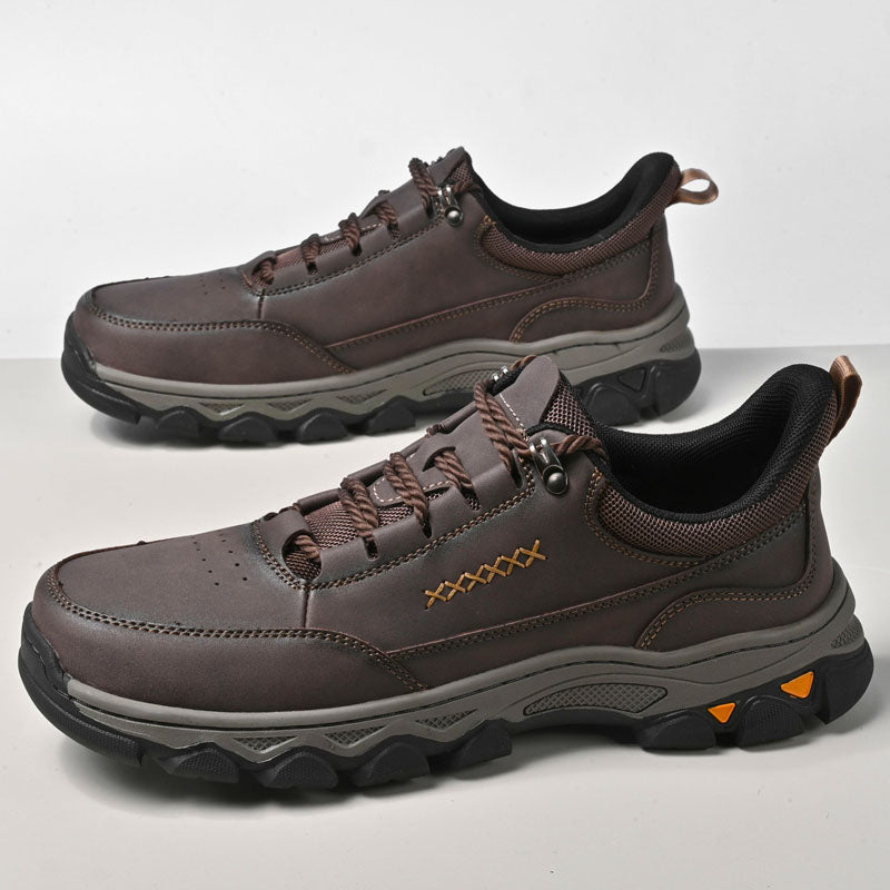 (💥Top Rated Choice) Men’s Handmade Leather Work Shoes – Waterproof, Arch Support, Pressure Relief, Wide Toe Box, Built for All-Day Comfort & Outdoor Use