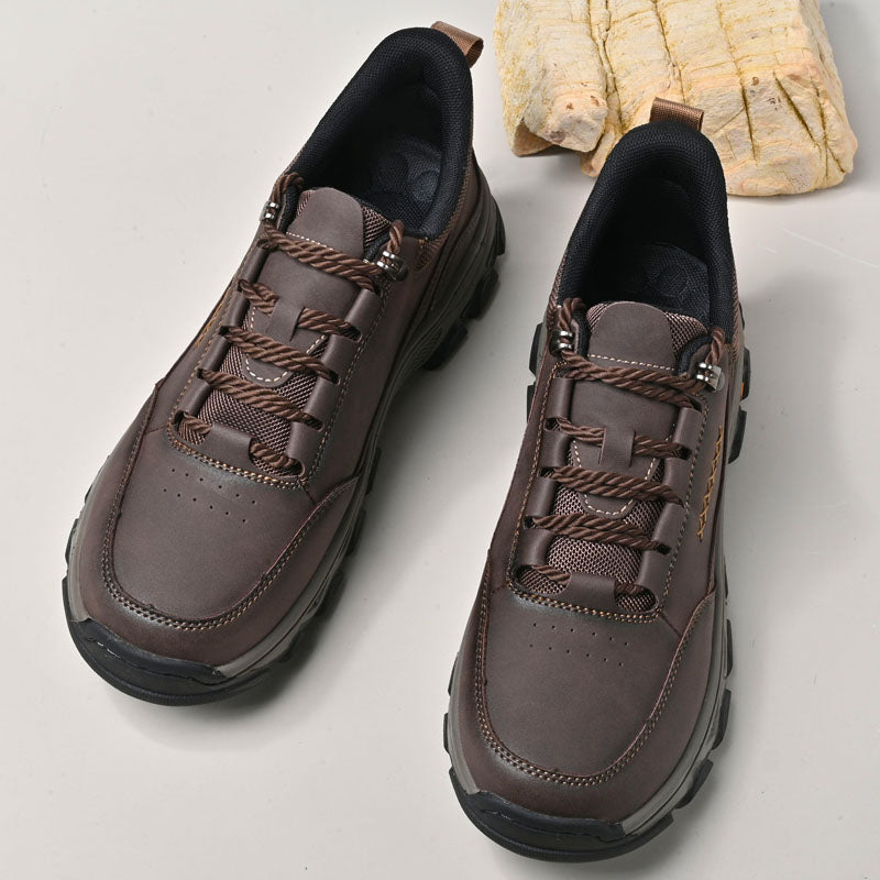 (💥Top Rated Choice) Men’s Handmade Leather Work Shoes – Waterproof, Arch Support, Pressure Relief, Wide Toe Box, Built for All-Day Comfort & Outdoor Use