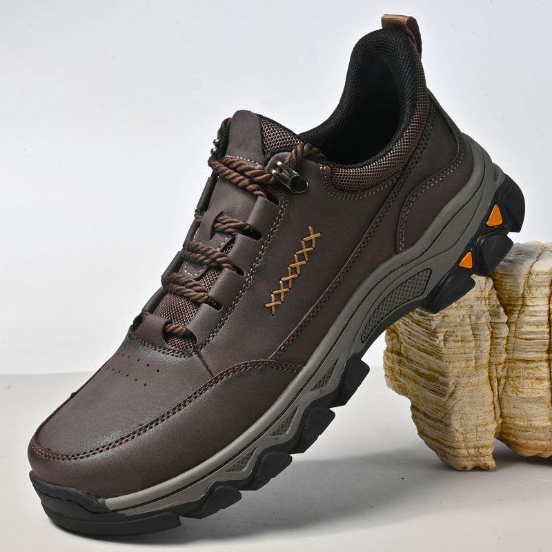 (💥Top Rated Choice) Men’s Handmade Leather Work Shoes – Waterproof, Arch Support, Pressure Relief, Wide Toe Box, Built for All-Day Comfort & Outdoor Use