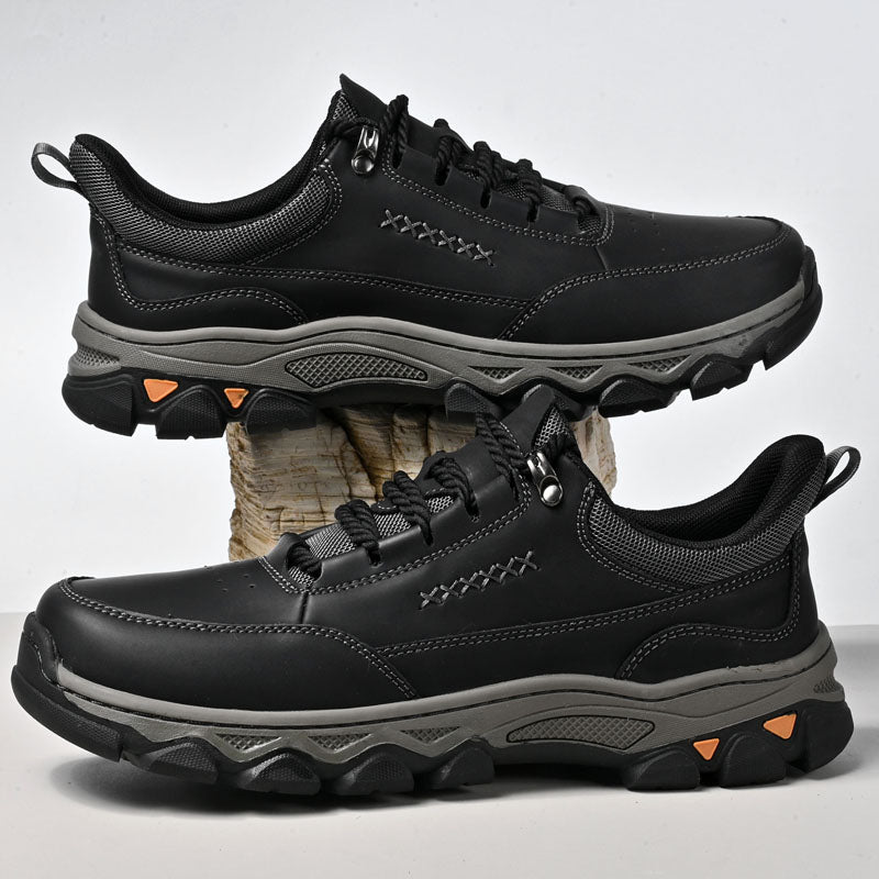(💥Top Rated Choice) Men’s Handmade Leather Work Shoes – Waterproof, Arch Support, Pressure Relief, Wide Toe Box, Built for All-Day Comfort & Outdoor Use