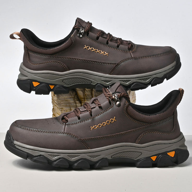 (💥Top Rated Choice) Men’s Handmade Leather Work Shoes – Waterproof, Arch Support, Pressure Relief, Wide Toe Box, Built for All-Day Comfort & Outdoor Use