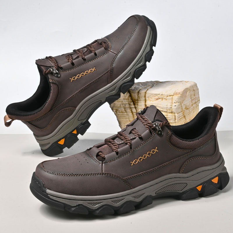 (💥Top Rated Choice) Men’s Handmade Leather Work Shoes – Waterproof, Arch Support, Pressure Relief, Wide Toe Box, Built for All-Day Comfort & Outdoor Use