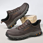 (💥Top Rated Choice) Men’s Handmade Leather Work Shoes – Waterproof, Arch Support, Pressure Relief, Wide Toe Box, Built for All-Day Comfort & Outdoor Use