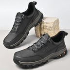 (💥Top Rated Choice) Men’s Handmade Leather Work Shoes – Waterproof, Arch Support, Pressure Relief, Wide Toe Box, Built for All-Day Comfort & Outdoor Use
