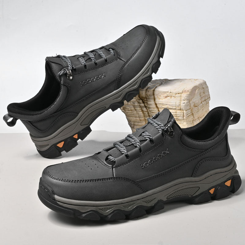 (💥Top Rated Choice) Men’s Handmade Leather Work Shoes – Waterproof, Arch Support, Pressure Relief, Wide Toe Box, Built for All-Day Comfort & Outdoor Use