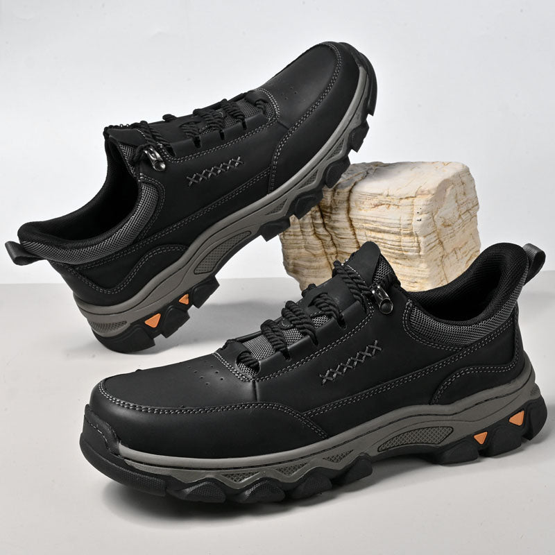 (💥Top Rated Choice) Men’s Handmade Leather Work Shoes – Waterproof, Arch Support, Pressure Relief, Wide Toe Box, Built for All-Day Comfort & Outdoor Use