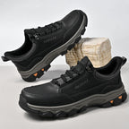 (💥Top Rated Choice) Men’s Handmade Leather Work Shoes – Waterproof, Arch Support, Pressure Relief, Wide Toe Box, Built for All-Day Comfort & Outdoor Use