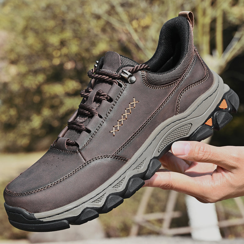 (💥Top Rated Choice) Men’s Handmade Leather Work Shoes – Waterproof, Arch Support, Pressure Relief, Wide Toe Box, Built for All-Day Comfort & Outdoor Use
